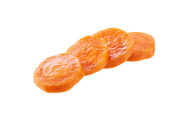sliced organic carrots isolated on white background. sliced carrots.