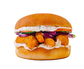 American fish burger isolated on white