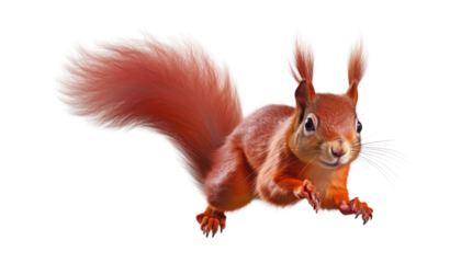 red squirrel isolated on transparent background cutout