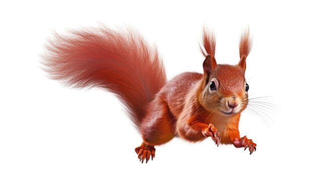 red squirrel isolated on transparent background cutout