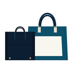 blue hand shoulder tote bags fashion icon vector illustration white background