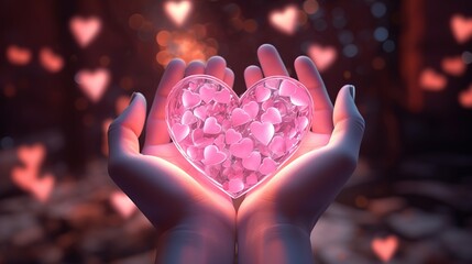 hand portrait giving love shape