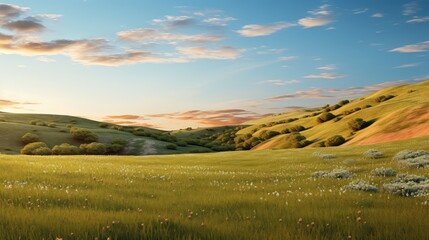 landscape outdoors summer grass open illustration environment background, meadow hill, travel park landscape outdoors summer grass open - Powered by Adobe
