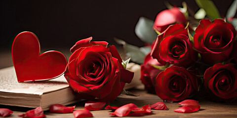 Words of Love - Create a captivating Valentine's Day scene with love words and a heart adorned with red rose petals.