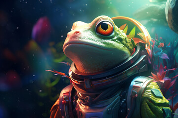 frog with astronaut suit
 - obrazy, fototapety, plakaty