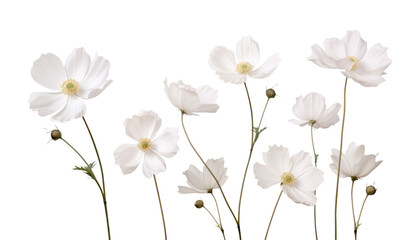 white flowers isolated on transparent background cutout - obrazy, fototapety, plakaty