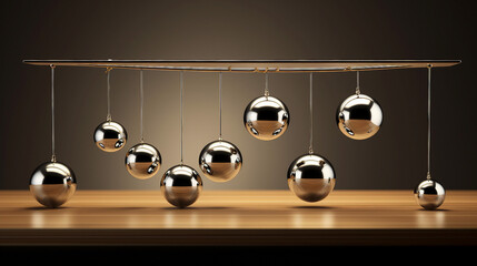 newtons cradle physics concept for action and reaction demonstration