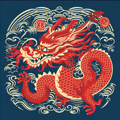 Cute dragon Lunar new year 2024 digital art by Ai generated