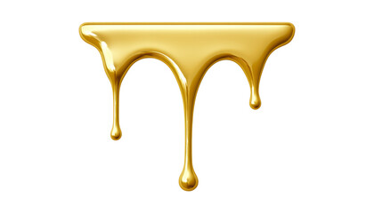 melted gold dripping isolated on transparent background cutout