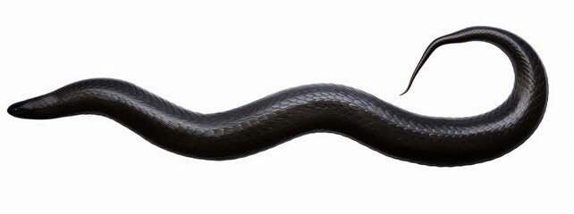 tail of a black snake, isolated on white background banner, Generative AI