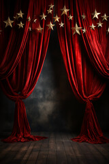 Red with golden stars, in the style of spectacular backdrops. AI generative