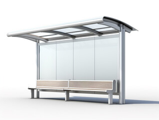 3D image illustration of a bus stop isolated on a white background. Modern design with an open concept.
 - obrazy, fototapety, plakaty
