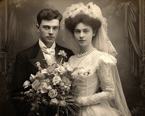 Old black and white marry photographs from the Victorian era