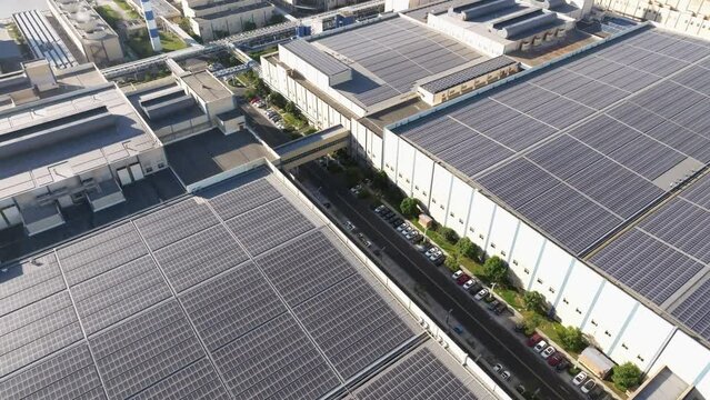 solar power station on factory rooftop