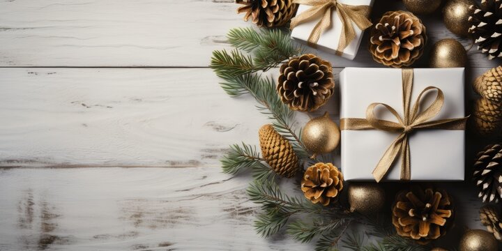 Christmas gift with decoration, AI generated