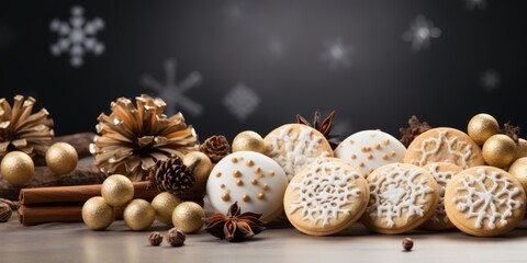 Fototapeta na wymiar Christmas cookies with decorations, AI generated
