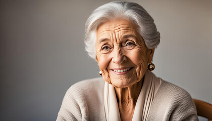 Beautiful elderly woman portrait with copy space