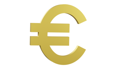 Isolated gold euro sign 