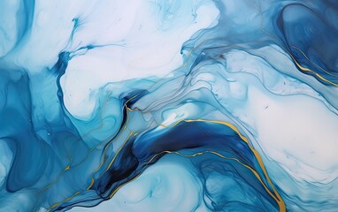 Abstract blue and gold marble background