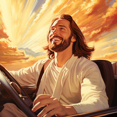 person sitting on a car