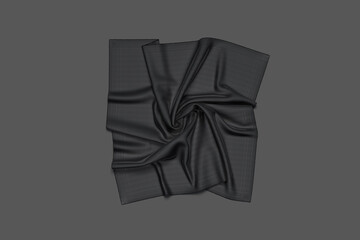 Blank black twill silk twisted scarf mockup,