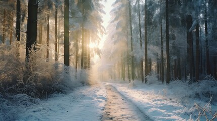 Obraz na płótnie Canvas nature weather frozen sun frosty illustration wood tree, winter landscape, environment beautiful nature weather frozen sun frosty
