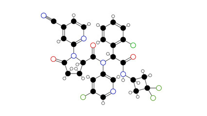 ivosidenib molecule, structural chemical formula, ball-and-stick model, isolated image anti-cancer medication