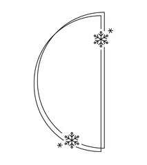 Trendy christmas winter linear semi circle frame with snowflake, Modern minimalist aesthetic line elements, geometric forms. Vector sparkle for social media or poster design, simple decorative boho