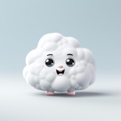 3d rendered illustration of a white cloud with a happy face, AI Generated