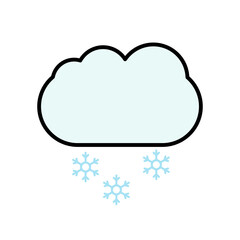 Cloud with snowflakes. Vector cartoon icon. Isolated on white. 