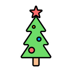 Christmas tree. Vector cartoon icons. Isolated object on a white background.
