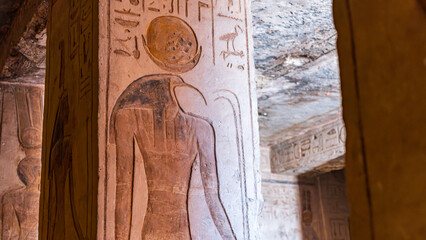 Hieroglyphics on a wall of an Egyptian Temple at Abu Simbel