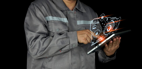 person holding a tablet with a graph