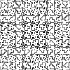 Black lines on white background.
Wallpaper with figures from lines. Abstract geometric black and white pattern for web page, textures, card, poster, fabric, textile. Monochrome design. 