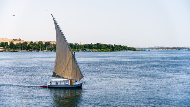 Feluca sailing on the River Nile in Egypt