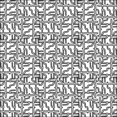 Black lines on white background.
Wallpaper with figures from lines. Abstract geometric black and white pattern for web page, textures, card, poster, fabric, textile. Monochrome design. 