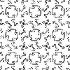 Black lines on white background.
Wallpaper with figures from lines. Abstract geometric black and white pattern for web page, textures, card, poster, fabric, textile. Monochrome design. 