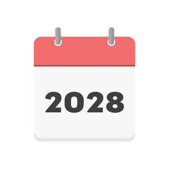 2028年のカレンダーの表紙のアイコン - リングのついた暦やプランナーのイメージ素材
