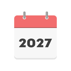 2027年のカレンダーの表紙のアイコン - リングのついた暦やプランナーのイメージ素材
 - obrazy, fototapety, plakaty