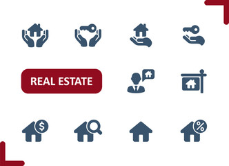 Fototapeta premium Real Estate Icons. House, Home, Mortgage, Buy, Sell, Realtor Icon