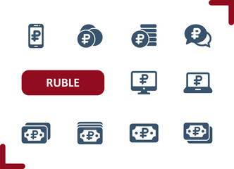 Ruble Icons. Cash, Rouble, Bill, Money, Buy, Pay, Buying, Paying Icon