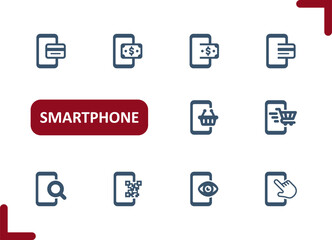 Smartphone Icons. Mobile Phone, Telephone, E-commerce, Online Shopping, Buy, Pay Icon