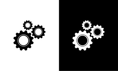 Industrial machine mechanic three gear logo - obrazy, fototapety, plakaty