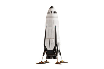 Space rocket isolated on white background. The concept of colonization of Mars, building a colony on Mars. 3D image, 3D illustration
