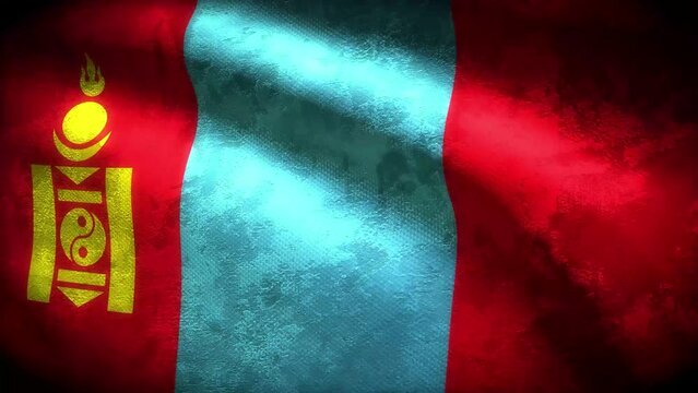 Mongolia grungy flag loop