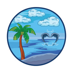 Fototapeta na wymiar dolphin in beach illustration