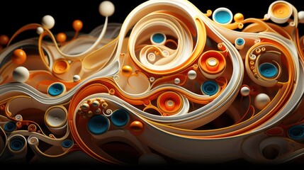 Abstract illustration of spiral circular waves of different colors