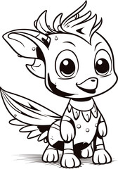 Hoopoe cute animal vector image, black and white coloring page