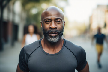 Fototapeta premium Healthy determined person running sprint marathon active way of life conceptual Generative AI picture