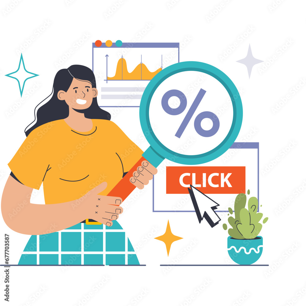 Poster expert marketer examines click through rate metrics on a digital dashboard. highlighting ctr improve